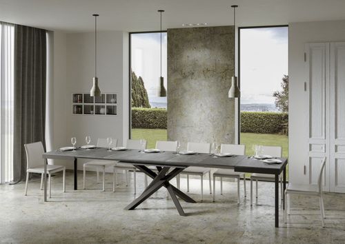 Table extensible gris béton et cadre anthracite 160/264 cm Klass - Photo n°3; ?>