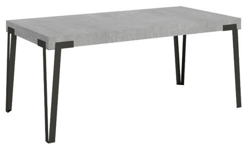 Table extensible gris ciment et pieds métal anthracite L 160 à 264 cm Konta - Photo n°3; ?>