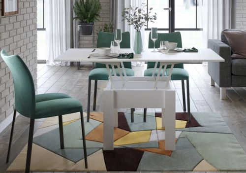 Table extensible rectangle 70 à 140 cm bois blanc Jona - Photo n°2; ?>