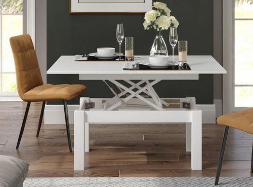 Table extensible rectangulaire 90 à 120 cm bois blanc Jona - Photo n°3; ?>