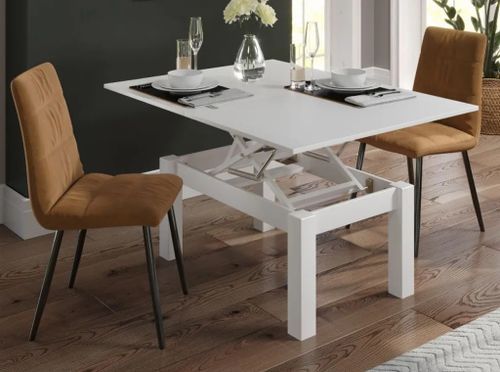Table extensible rectangulaire 90 à 120 cm bois blanc Jona - Photo n°2; ?>