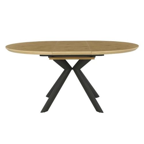 Table extensible - Rond - Pieds métal - Décor chene - CESAME - L 120/160 x P 75 x H 69 cm - Photo n°3; ?>