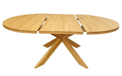 Table extensible ronde en bois de chêne miel Boris 140/190 cm - Photo n°2; ?>
