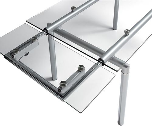 Table extensible verre et métal chromé 4 à 6 places L 90 à 140 cm Fuse - Photo n°2; ?>