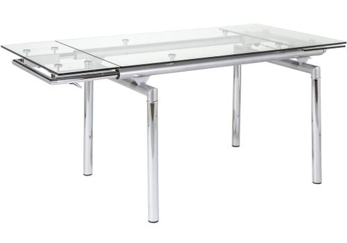 Table extensible verre trempé et métal chromé 4 à 10 places L 140 à 200 cm Fuse - Photo n°2; ?>
