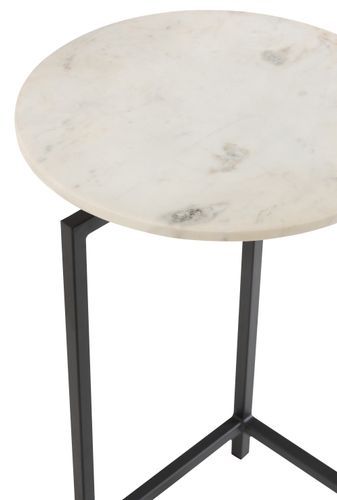 Table gigogne marbre ronde blanc noir Reno D 41 cm - Photo n°3; ?>