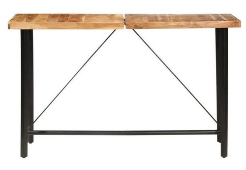 Table haute de bar acacia massif clair et pieds métal noir Reema 180 cm - Photo n°2; ?>
