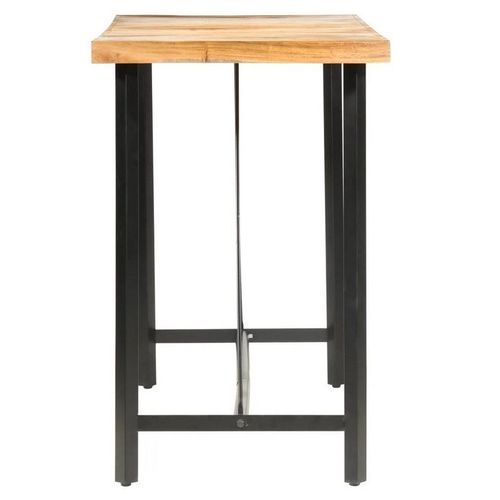 Table haute de bar acacia massif clair et pieds métal noir Reema 180 cm - Photo n°3; ?>