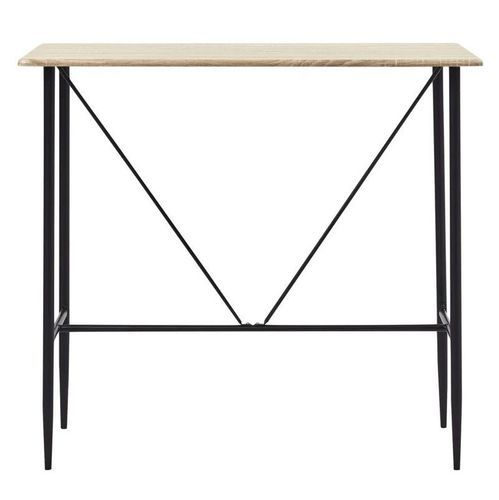 Table haute de bar bois clair et pieds métal noir Meica 120 cm - Photo n°2; ?>