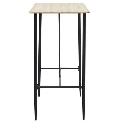 Table haute de bar bois clair et pieds métal noir Meica 120 cm - Photo n°3; ?>