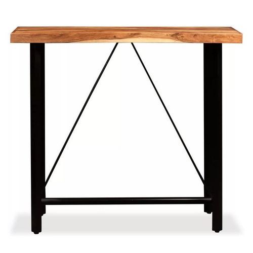 Table haute de bar bois massif et métal noir Areen 120 cm - Photo n°2; ?>