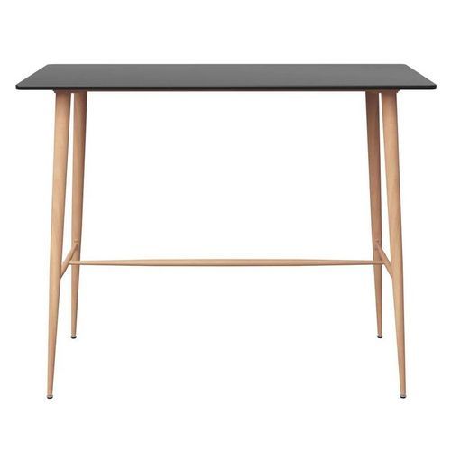 Table haute de bar bois noir et pieds métal bois clair Locko 120 cm - Photo n°2; ?>