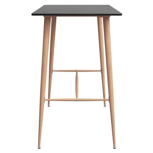 Table haute de bar bois noir et pieds métal bois clair Locko 120 cm - Photo n°3; ?>