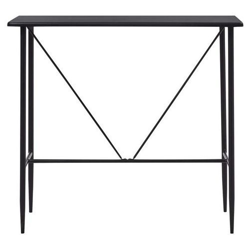 Table haute de bar bois noir et pieds métal noir Meica 120 cm - Photo n°2; ?>