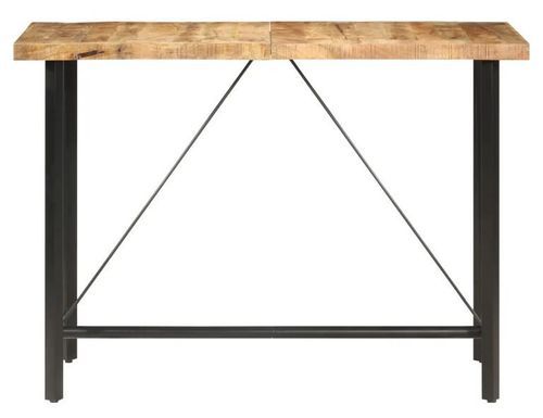 Table haute de bar manguier massif clair et pieds métal noir Atsir 150 cm - Photo n°2; ?>