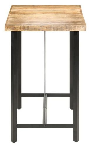 Table haute de bar manguier massif clair et pieds métal noir Atsir 150 cm - Photo n°3; ?>