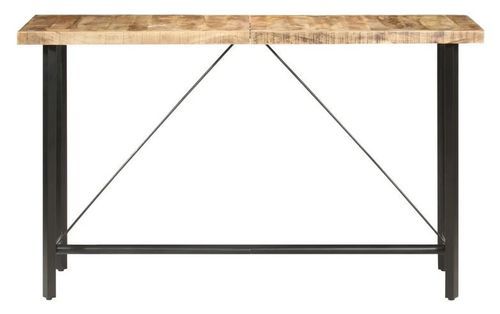 Table haute de bar manguier massif clair et pieds métal noir Atsir 180 cm - Photo n°2; ?>