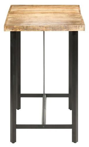 Table haute de bar manguier massif clair et pieds métal noir Atsir 180 cm - Photo n°3; ?>