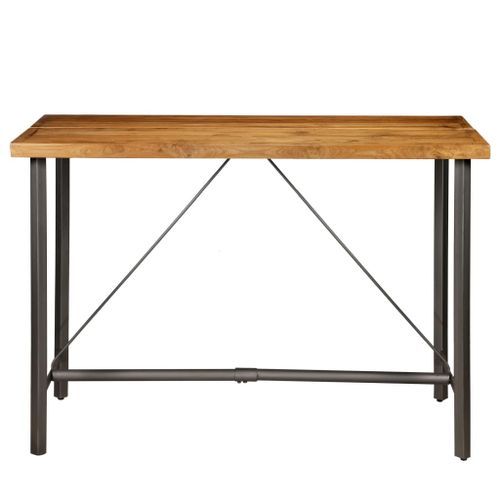 Table haute de bar rectangulaire teck recyclé massif et acier Joy 150 - Photo n°3; ?>