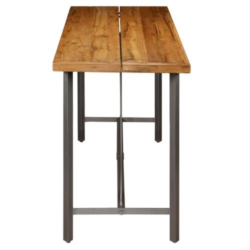 Table haute de bar rectangulaire teck recyclé massif et acier Joy 180 - Photo n°3; ?>