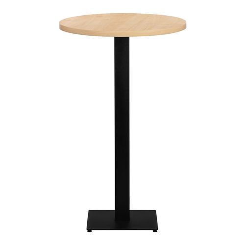 Table haute de bar ronde bois clair et pieds carré acier noir Mooby 70 cm - Photo n°3; ?>
