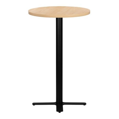 Table haute de bar ronde bois clair et pieds en forme de croix acier noir Kooky 70 cm - Photo n°2; ?>