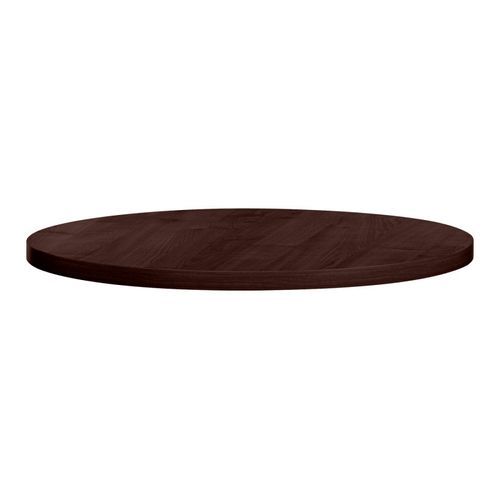 Table haute de bar ronde bois foncé et pieds carré acier noir Mooby 70 cm - Photo n°2; ?>
