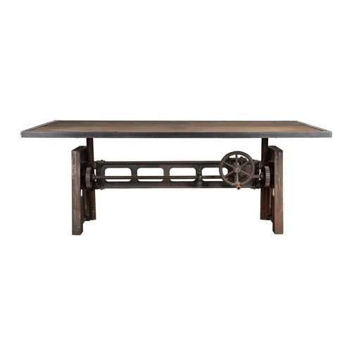 Table industrielle acier marron vieilli hauteur réglable Zingo 224 cm - Photo n°3; ?>