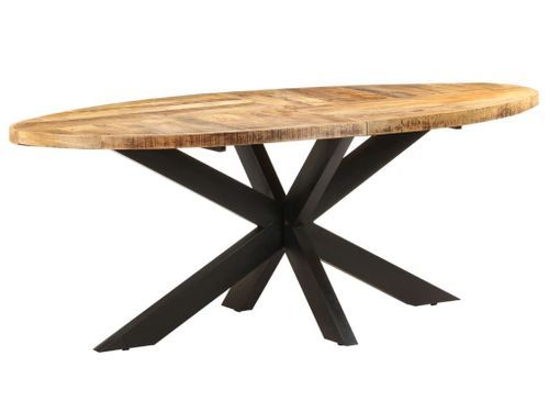 Table industrielle ovale 200x100x75 cm Bois de manguier brut - Photo n°2; ?>