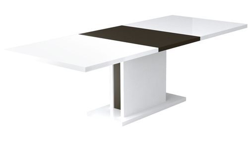 Table rectangulaire à rallonge bois laqué blanc et noir Koyd 180/225 cm - Photo n°2; ?>