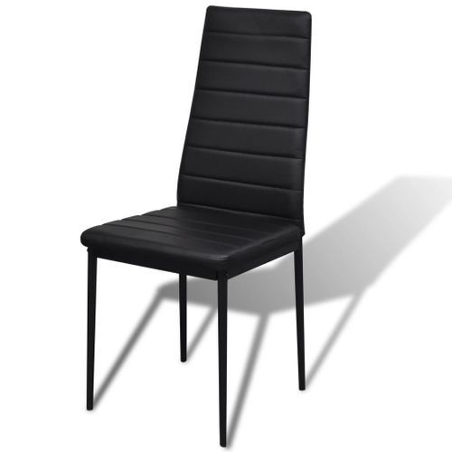 Table laqué noir et 4 chaises simili noir Kuira - Photo n°2; ?>