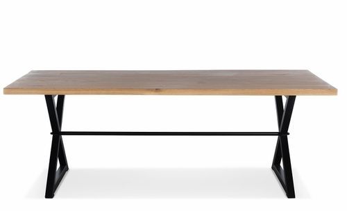 Table chêne massif clair et acier noir Karelo 180 cm - Photo n°2; ?>