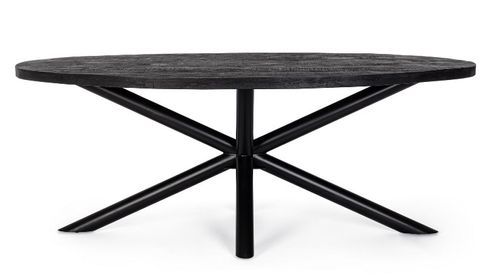 Table ovale bois de manguier noir et pieds acier noir Tinka 130 cm - Photo n°2; ?>