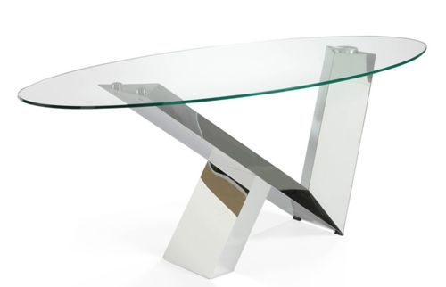 Table ovale design acier chromé et verre trempé Futura 200 cm - Photo n°3; ?>