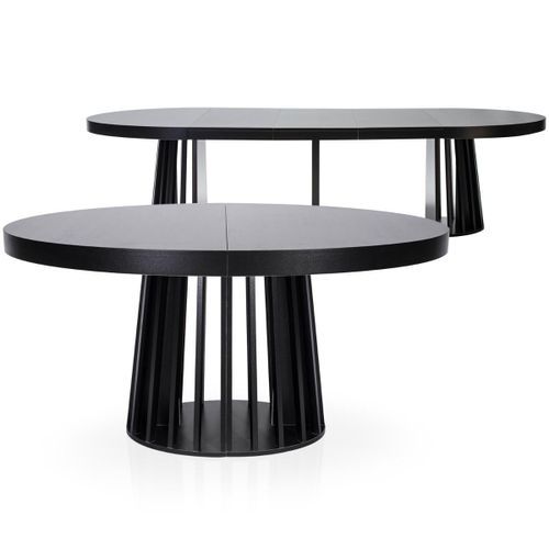 Table ovale extensible bois noir Ritchi 150/300 cm - Photo n°2; ?>