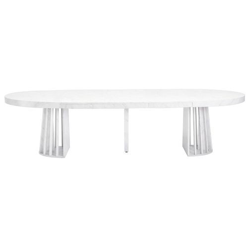 Table ovale extensible effet marbre blanc Ritchi 150/300 cm - Photo n°2; ?>