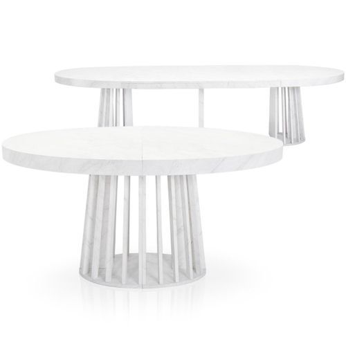 Table ovale extensible effet marbre blanc Ritchi 150/300 cm - Photo n°3; ?>
