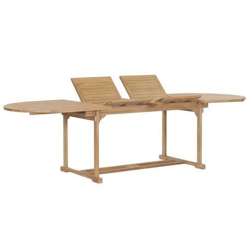 Table ovale extensible teck massif clair Endel 180-280 cm - Photo n°2; ?>