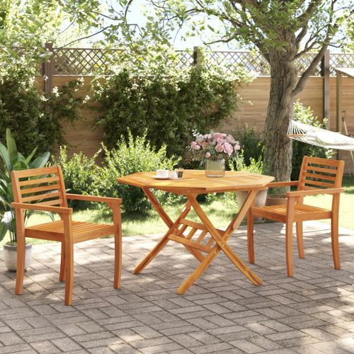 Table pliable de jardin Ø110x75 cm bois d'acacia solide - Photo n°3; ?>