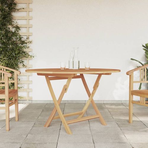 Table pliable de jardin Ø 110x75 cm bois massif de teck - Photo n°2; ?>