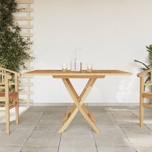 Table pliable de jardin 120x120x75 cm bois massif de teck - Photo n°2; ?>