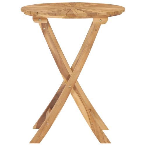 Table pliable de jardin Ø 60 cm Bois de teck solide - Photo n°3; ?>