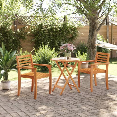 Table pliable de jardin Ø70x75 cm bois d'acacia massif - Photo n°3; ?>