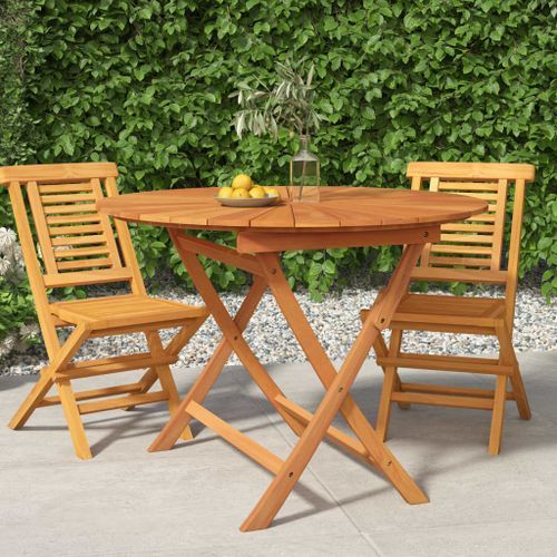 Table pliable de jardin Ø 85x75 cm bois massif de teck - Photo n°2; ?>