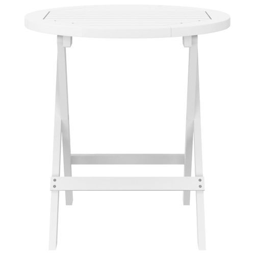 Table pliable de jardin blanc Ø 46 cm bois d'acacia solide - Photo n°3; ?>