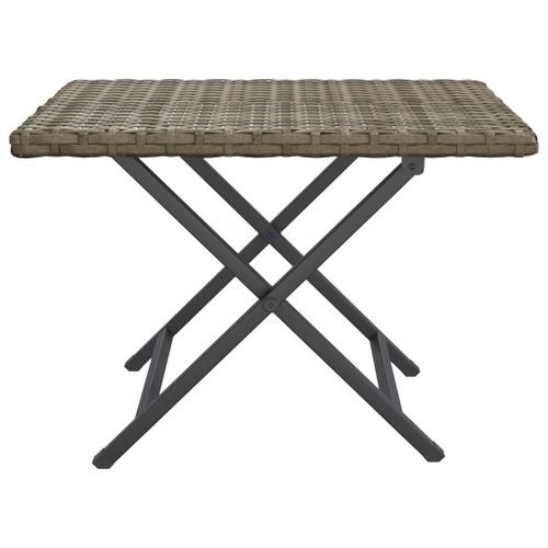 Table pliable gris 45x35x32 cm résine tressée - Photo n°3; ?>