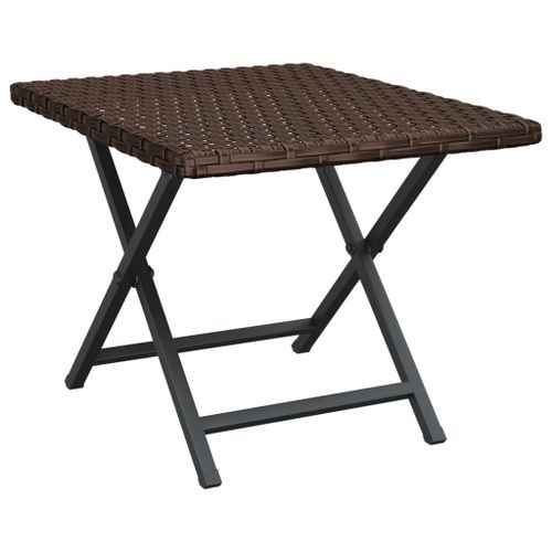 Table pliable marron 45x35x32 cm résine tressée - Photo n°2; ?>