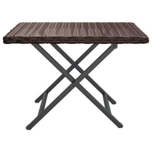 Table pliable marron 45x35x32 cm résine tressée - Photo n°3; ?>