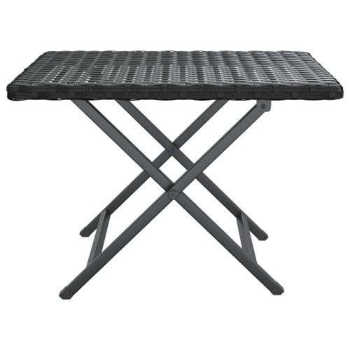 Table pliable noir 45x35x32 cm résine tressée - Photo n°3; ?>