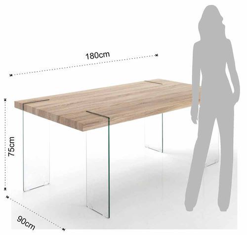 Table rectangle en bois MDF et pieds verre trempé Fady L 180 cm - Photo n°3; ?>
